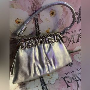 Vintage Metallic Silver Evening bag with attached coin purse